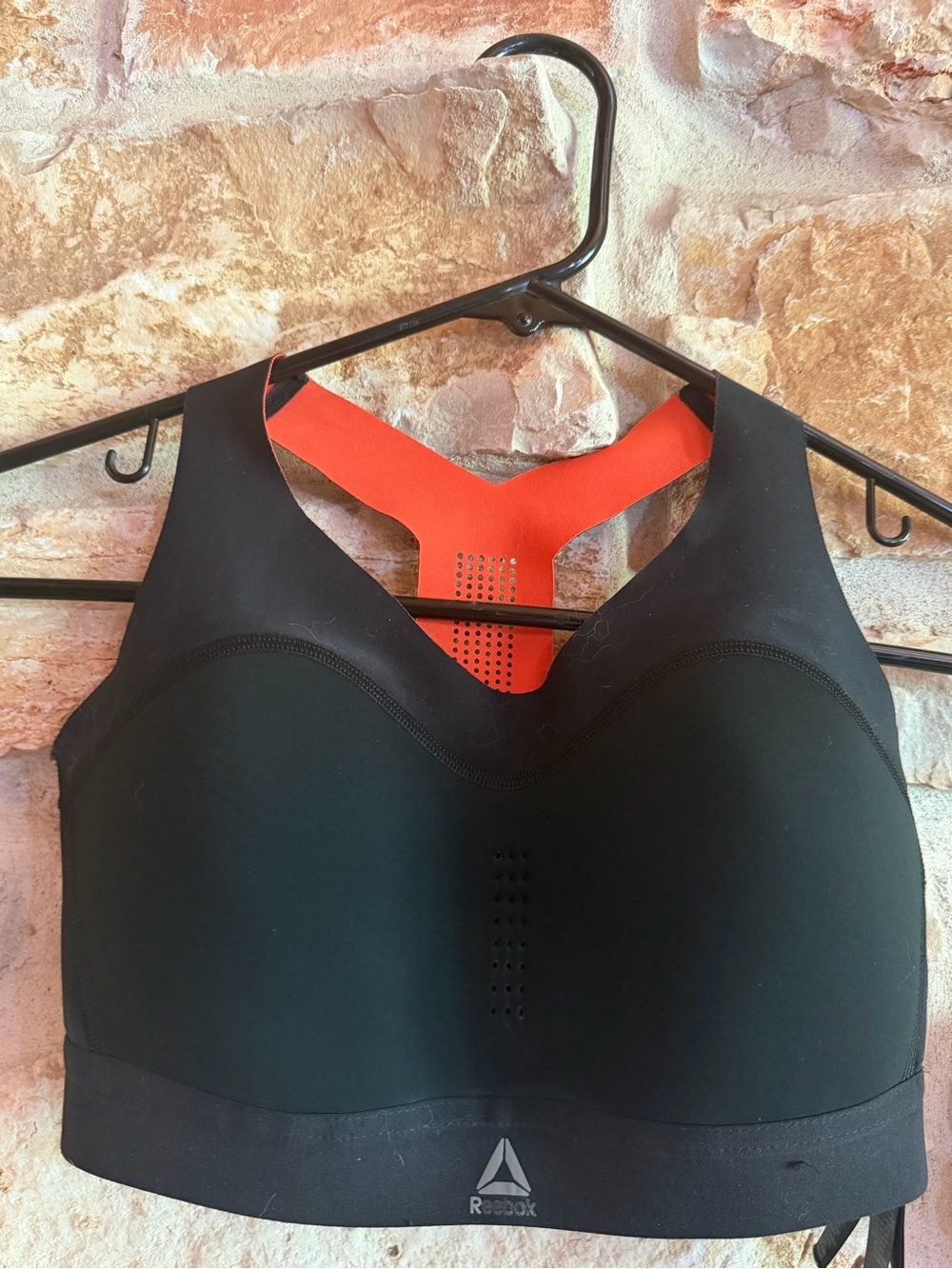Reebok Black Sports Bra with Orange Racerback